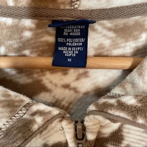 Basic Editions Fleece Abstract floral Hooded Jacket, 1X - Picture 11 of 11